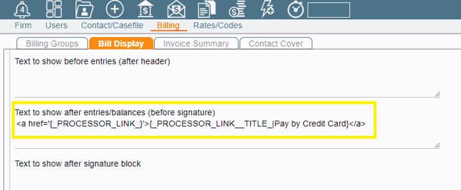 Bill Settings - Soluno